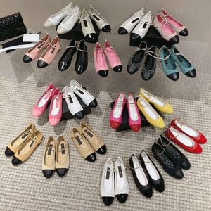 Fashion Classic Colored Round Toe Pearl Chain Ankle Strap Ballet Flats Shoes Mary Jane Flats Loafers Women Luxury Designer Dress Holiday Shoes Factory With Box