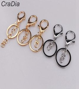 100pcs set 30mm 12designs Key Chains Key Rings Round golden silver color Lobster Clasp Keychain T2008049607633