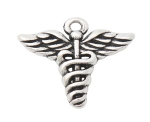 Cała antyczna srebrna platowana DIY Znak Medical Urasks Symbol medyczny podwójny wisiorek Charms1821 mm AAC19008009960