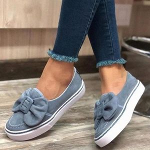 Kvinna Bow Flats Ladies Slip On Walking Shoes Womens Flock Loafers Sneakers Casual Woman Women New Fashion X50R A9VP#