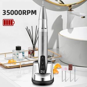 35000 rpm Electric Nail Drill Pen Penchargeble Cordless Drill for Professional Nails Portable Manicure Set Pedicure for Salon 240119