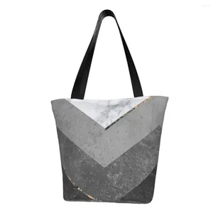 Shopping Bags Custom Marble Gray Copper Black Gold Canvas Bag Women Washable Groceries Abstract Pattern Tote Shopper
