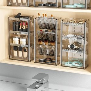 Akrylplast Makeup Organizer Lagringslåda Läppstift smycken visar transparent kosmetikfodral borsthållare 240125