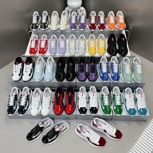 Luxury americas cup designer sneakers womens mens patent leather casual shoes platform trainers out of office sneaker running shoe with box