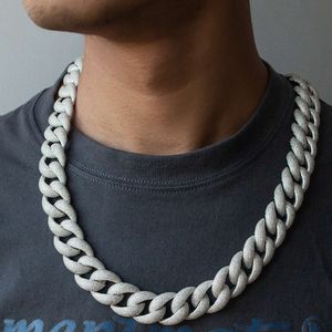 Достойный дизайн, кубинская звеньевая цепь из стерлингового серебра, муассанита шириной 18 мм в стиле хип-хоп со льдом
