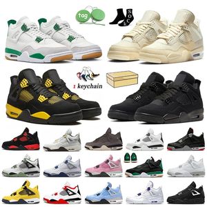 2024 Basketball Shoes JUMPMAN 4 Chrome Black Cat Pine Green 4s Pink Red Thunder Yellow Craft Olive Sail White Oreo Military Bred Sports Sneakers Women Mens Trainers