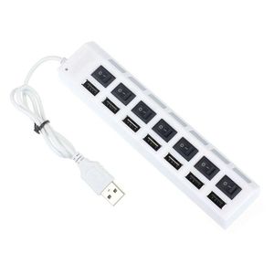 USB Hubs 7 Ports Hub LED High Speed ​​480 Mbps Adapter med Power On Off Switch för PC Laptop Computer Drop Delivery Computers Networkin OTXWM