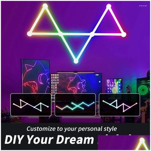 Nattljus smarta väggljus linjer 16m färgmusik sync fjärrkontroll app dimble wifi bars kit för spelrum heminredning drop d dhtko