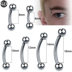 10 Pçslot Piercings de Sobrancelha Brinco de Banana Rosca Externa 16G Barra Curva Tragus Orelha Cartilagem Pircing Jóias 240130