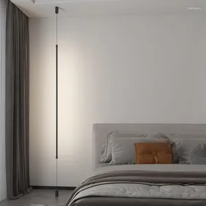 Hängslampor minimalistiska led lampa svart lång linje upphängning armatur vardagsrum