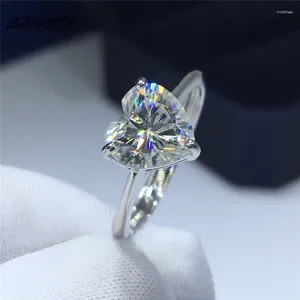 Anelli a grappolo Classico argento sterling 925 taglio brillante 2 passaggi di diamanti D colore cuore Moissanite One Love Ring gioielli da donna