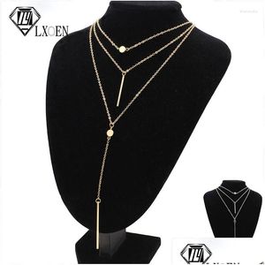 Chains Lxoen Vintage Chain Chokers Necklaces Fashion Mti Layer Crystal Punk Necklace Statement Bohemian Jewelry For Women Gift Drop De Ot0Jz