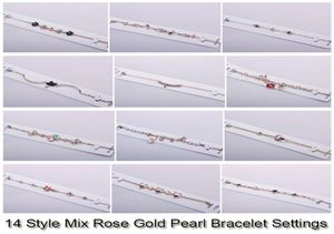 14 Styles Pearl Armband Inställningar Zircon Rose Gold Armband för kvinnors inställningar Montering av armband Blank DIY -smycken DIY Gift2936623