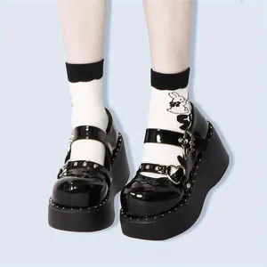 Модельные туфли, женские женские весенне-летние туфли-лодочки на платформе в стиле Лолиты Мэри Джейн, босоножки на танкетке на каблуке, милые повседневные босоножки на танкетке в стиле «каваи» для косплея для девочек