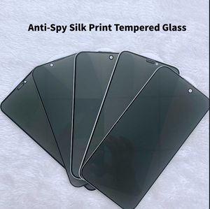 Anti-Glase Full Cover Tempered Glass Silk Print Anti-Broken Spyproof Screen Protector Film för iPhone X XR XS Max 8 7 6 Plus