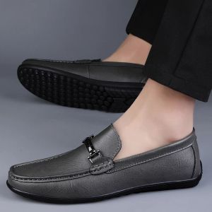 Social Business Genuine Leather Loafers Mens Design Spring Fashion Slip on Casual Adult Male Footwear Handmade Boat Shoes b
