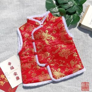 Abbigliamento etnico Inverno Anno cinese per bambini Abito Tang per bambini Gilet rosso Gilet tradizionale per bambine e ragazze
