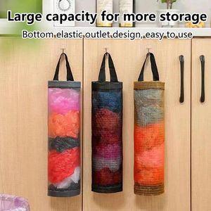 Storage Bags Wall Mount Mesh Grocery Bag Holder Plastic Dispenser Hanging Trash Garbage Kitchen Organizer