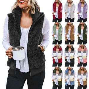 Womens Plus Size Tank Top Autumn Casual Plush Sweatshirt blixtlås Varm ulltank TOP WOMEN CAMO STEVELESS TANK TOP 240216