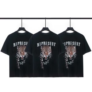 남자 티셔츠 arepernet-shirt tiger print high street 세탁 된 오래된 느슨한 짧은 슬리브 티셔츠 남자와 여자 커플 s8u8