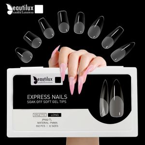 Beautilux Express Nails 552pcsbox Oval Stiletto Almond Square Coffin French False Fake Soak Off Gel Nail Tips American Capsule 240127