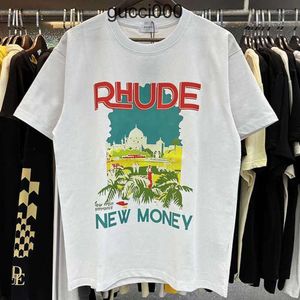 Mens Tshirts Rhude Tshirt Castle Coconut Tree Windowsill Scenic Casual Loose Breathable Short Sleeve t Shirt Men Women Couples Top Teecategoryxgwzcat