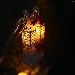 Hair Clips LED Light Sticks Forks Luminous Wooden/Metal Hairpins Lantern Shape Headpiece Chinese Chopsticks Style Pendant Jewelry