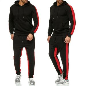 Mens Casual Hoodie Sports Sets 2 Pieces Tracksuit Fashion Customized Sportswear Suits Muscle Male Jogging Clothing Plus Size 240131