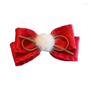 Accessori per capelli 10 pezzi 3,5'' fiocchi con volant con visone autunno inverno per ragazze bambini clip per neonati