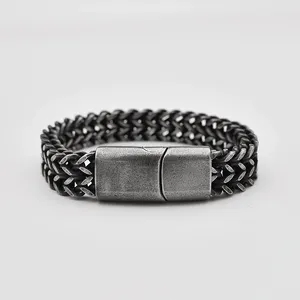 Link Bracelets Luxury Man Bracelet Fashion Antique Silver Color Franco Chain Men Stainless Steel With Metal Magnetic Clasp