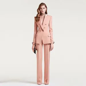 Mäns kostymer Kvinnor Business Pass Two Pieces Jacket Pants Female Office Uniform Formal Byxa Double Breasted Custom Set