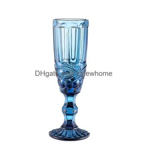 Wine Glasses European Style Embossed Champagne Stained Glass Beer Goblet Vintage Household Juice Drinking Cup Cocktail 150Ml Drop De Dhzif