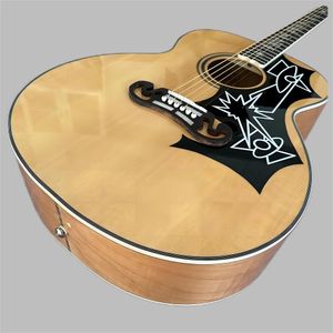 Deluxe Jumbo Acoustic Gitarre Schwarzes Finish Solid Top Folk Guitare Acoustique Rosenholz Griffbrett