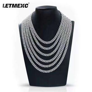 LETMEXC Full Diamond Moissanite Denim Cuban Necklace Sier D Color VVS1 Fashion Hip Hop Populära smycken