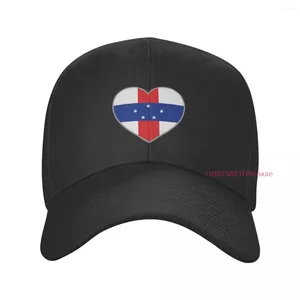 Bonés de bola mais cor bandeira das antilhas holandesas coração unisex ajustável snapback boné de beisebol homens mulheres ao ar livre hip hop para presente de verão