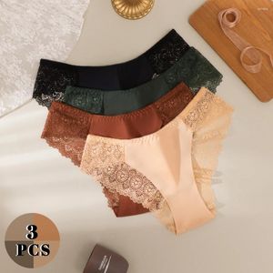 Kadın Panties 3pcs/Set seksi kadın dantel iç çamaşırı kadınlar için yumuşak elastik brifingler bayanlar moda iç çamaşırı rahat