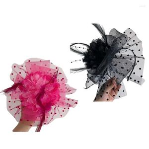 Grampos de cabelo vintage headband pillbox chapéu chá fascinators requintado rosa para palco