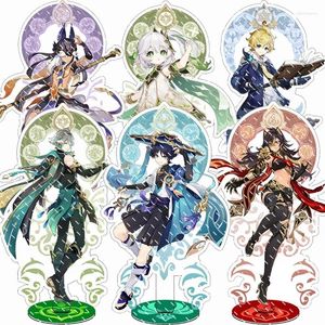 Keychains Anime Genshin Impact Vision Wanderer Faruzan Nahida Tighnari Cyno Xiao Acrylic Stand Model Plate Desk Decor Fans Gifts