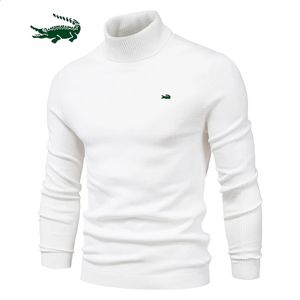 Inverno gola alta grossa dos homens suéteres casual gola de tartaruga cor sólida qualidade quente fino gola alta suéteres pulôver masculino 240202