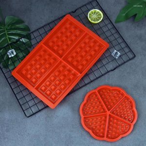 Pişirme Kalıpları 4 veya 5 Hücreler Silikon Waffle Damalı Kalıp Bake Kek Bakeware Tepsi Kurabiye Araçları Çikolata Çöp Kalıp