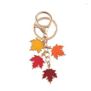 Figurine decorative Ciondolo portachiavi per auto con perle Creative Mulitcolor Leaves Accessori in lega Decorazione borsa