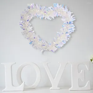 Decorative Flowers 30cm Wall Hanging Heart Wreath Creative Heart-Shaped Garland PET Ornament Couple Valentine Gift