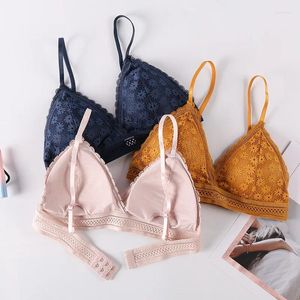 Bras Sexy Women's Lace Bra Beauty No Steel Ring Seamless Comfortable Breasts Daisy Stretch Triangle Coaster Underwear 1/2