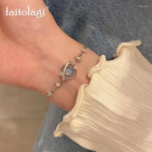 Link Bracelets Korean Opal Zircon Star For Women Y2K Cross Stone Planet Bangles Irregular Starlight Jewelry Girl Gift