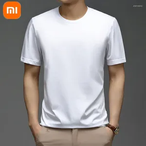 Smart Home Control Est Xiaomi Ice Silk Camiseta Masculina Verão Amigável à Pele Respirável Simples Casual Pescoço Redondo Cor Sólida Mangas Curtas