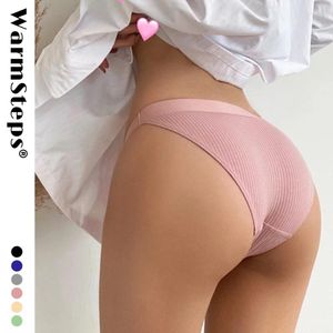 Kvinnors trosor Warmsteps randiga rena bomullsbribbor Solid sömlös underkläder för kvinna underkläder mode sexig bikini trosor