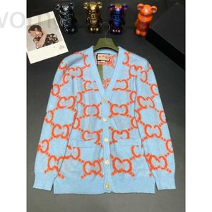 Women's Knits & Tees designer Shenzhen Nanyou Huo~2024 Early Spring Cashmere Sweater Cardigan GG Jacquard Contrast Classic Size SML 9AE1