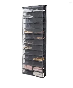 Kök förvaring 26 Tier Over the Door Shoe Rack Holds Pairs in Grey Polyester Finish