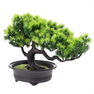 Decorative Flowers Artificial Potted Plant Plastic Pine Decor Potting Indoor Plants Simulation Bonsai Flower Fake Ornament