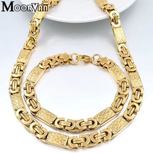 Moorvan Goldcolor Men Design smycken Set Party Neckbracelet Long 55cm22cm Trendry Accessory VBD022 240202